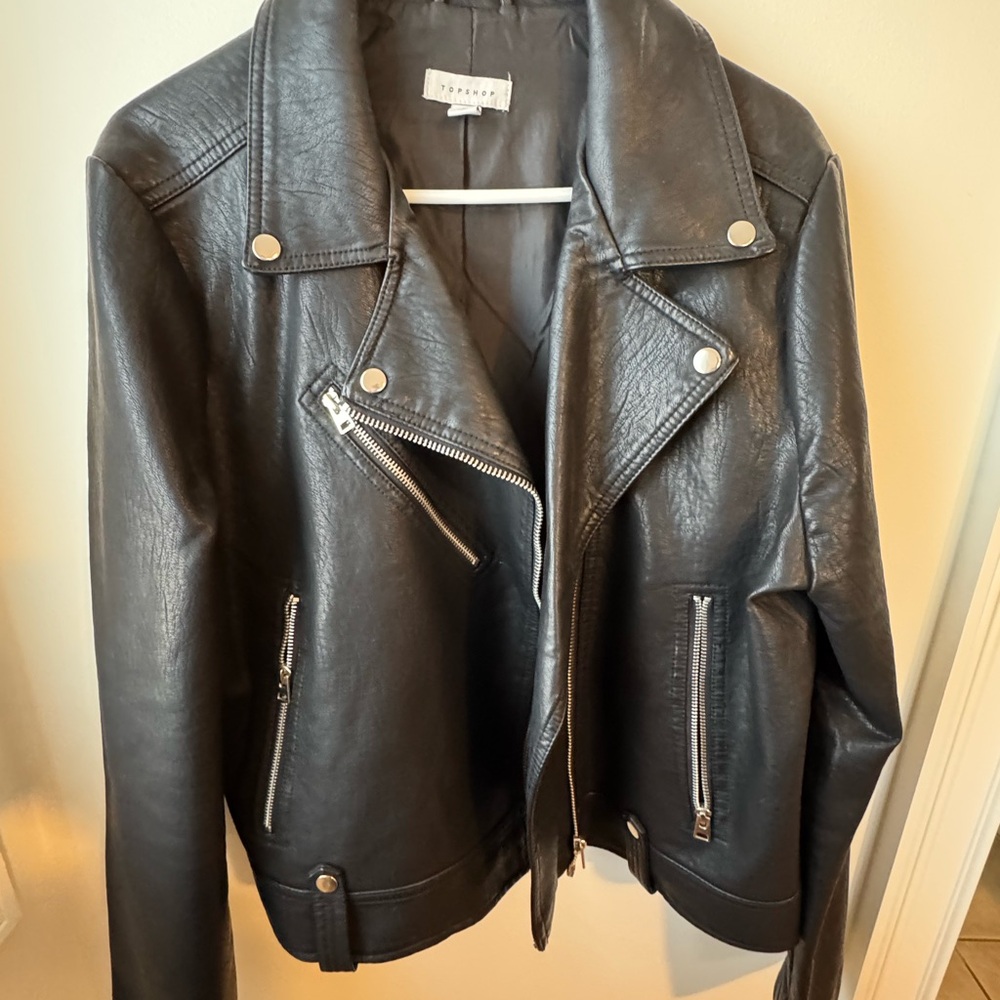 Topshop Black Leather Moto Jacket